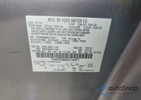 2014 Ford Taurus Se z USA, uszkodzony, nr VIN 1FAHP2D88EG154471